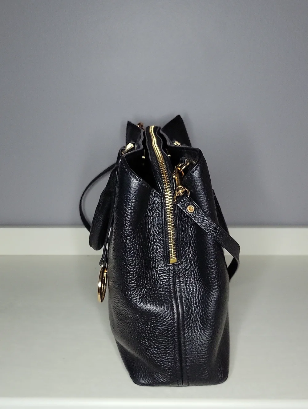 Michael Kors Black Camille Pebbled  Leather Satchel